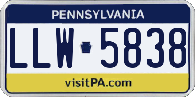 PA license plate LLW5838