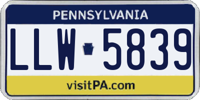 PA license plate LLW5839