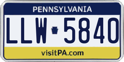PA license plate LLW5840