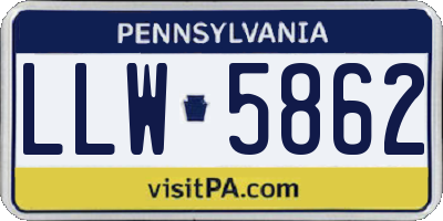 PA license plate LLW5862