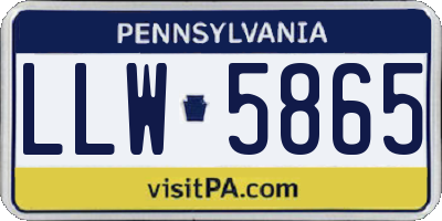 PA license plate LLW5865