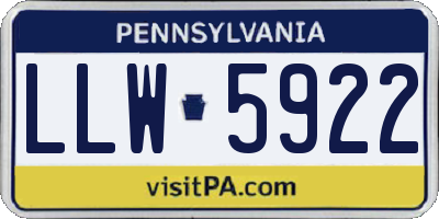 PA license plate LLW5922