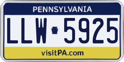 PA license plate LLW5925