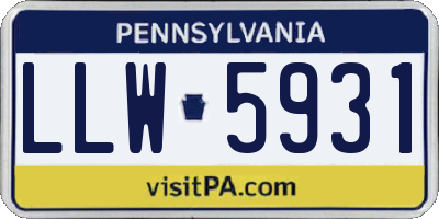 PA license plate LLW5931