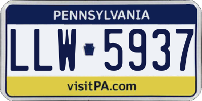 PA license plate LLW5937