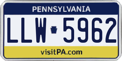 PA license plate LLW5962