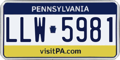 PA license plate LLW5981