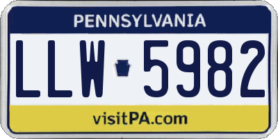 PA license plate LLW5982