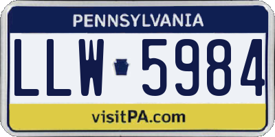 PA license plate LLW5984