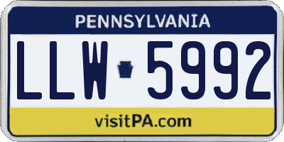 PA license plate LLW5992