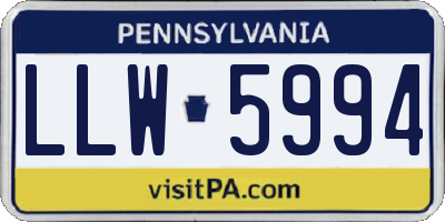 PA license plate LLW5994