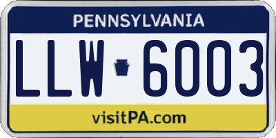 PA license plate LLW6003