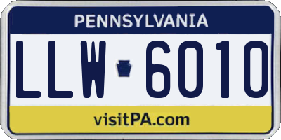 PA license plate LLW6010