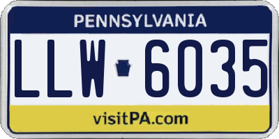 PA license plate LLW6035