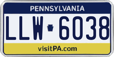 PA license plate LLW6038