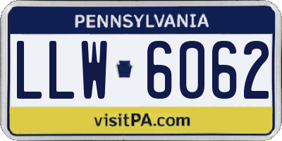 PA license plate LLW6062