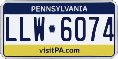 PA license plate LLW6074