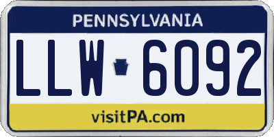 PA license plate LLW6092