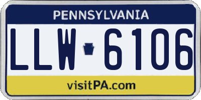 PA license plate LLW6106