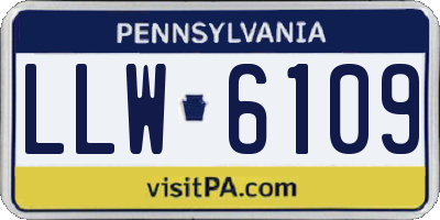 PA license plate LLW6109