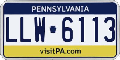 PA license plate LLW6113