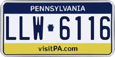 PA license plate LLW6116