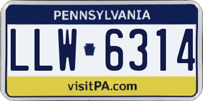 PA license plate LLW6314
