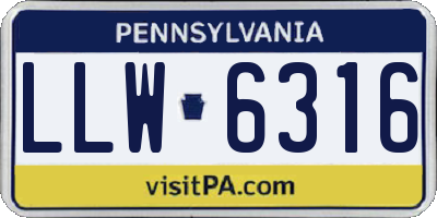PA license plate LLW6316