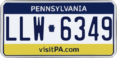PA license plate LLW6349