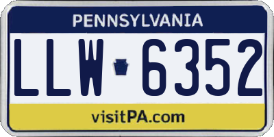 PA license plate LLW6352