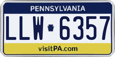 PA license plate LLW6357