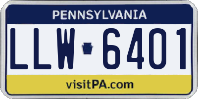 PA license plate LLW6401