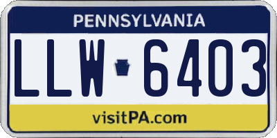 PA license plate LLW6403