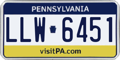 PA license plate LLW6451