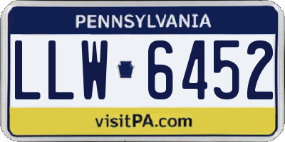 PA license plate LLW6452