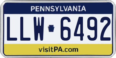 PA license plate LLW6492