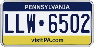 PA license plate LLW6502