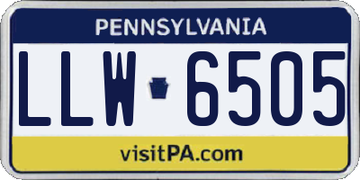 PA license plate LLW6505