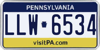 PA license plate LLW6534