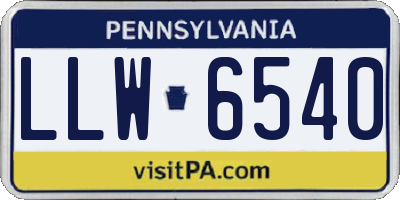 PA license plate LLW6540