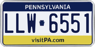 PA license plate LLW6551