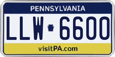 PA license plate LLW6600