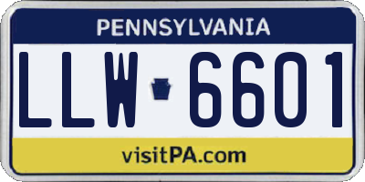 PA license plate LLW6601