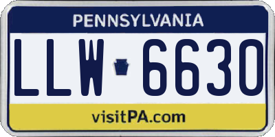 PA license plate LLW6630