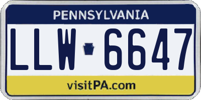 PA license plate LLW6647