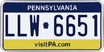 PA license plate LLW6651