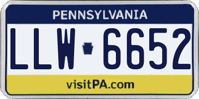 PA license plate LLW6652