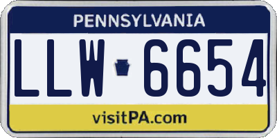 PA license plate LLW6654