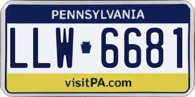 PA license plate LLW6681