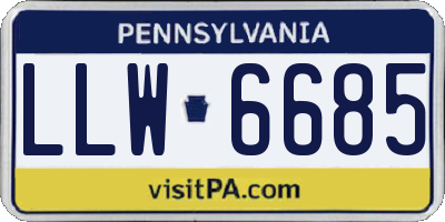 PA license plate LLW6685